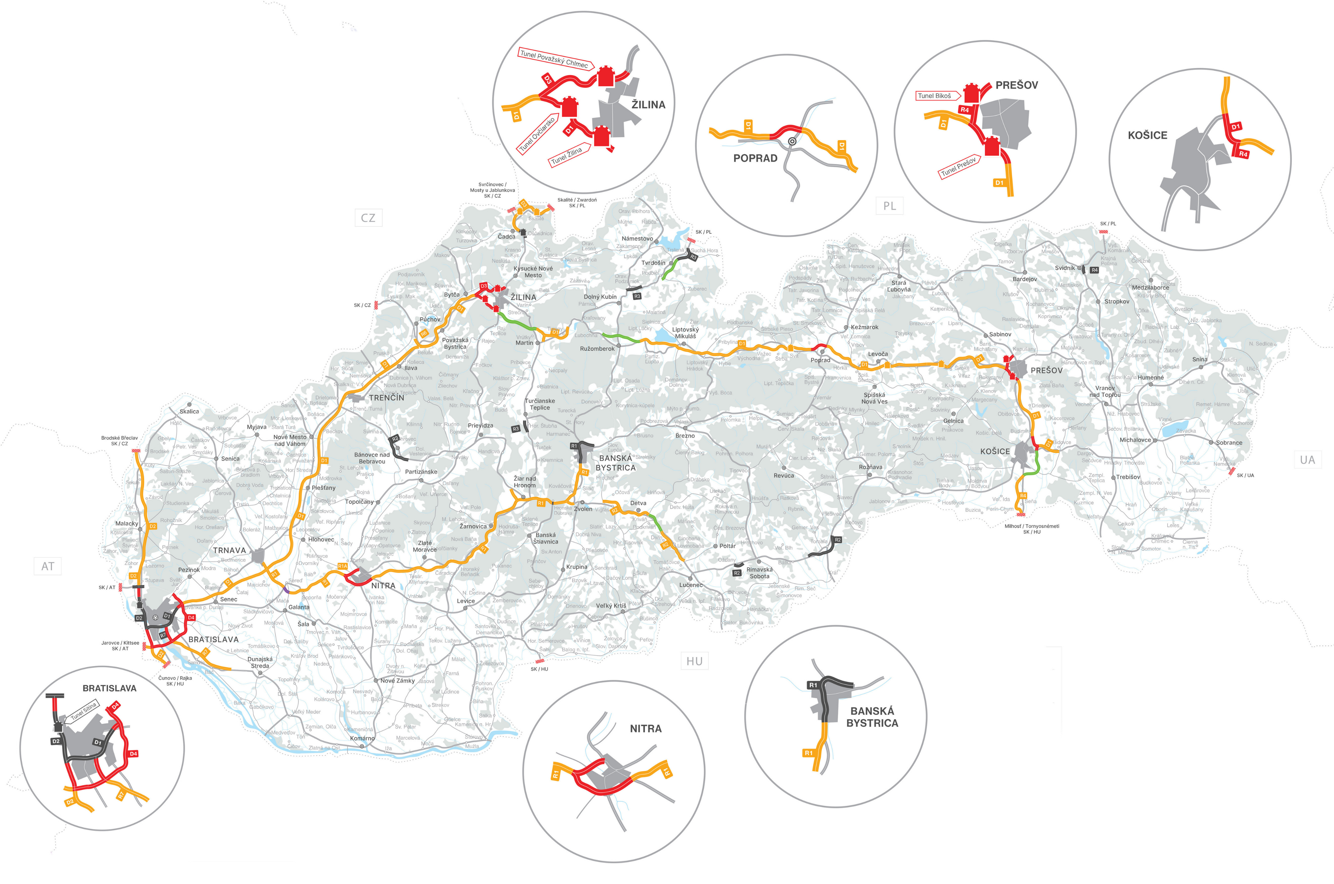 Mapa opłat drogowych na Słowacji